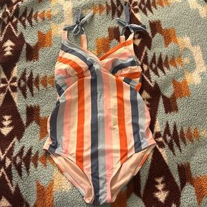 V-neck with Tie-strap One Piece Maternity Swimsuit